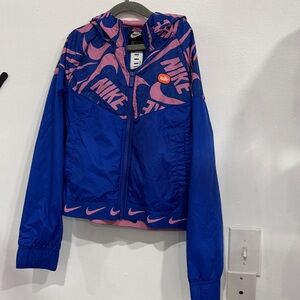 Nike Royal Blue and Pink Logo Windbreaker Jacket